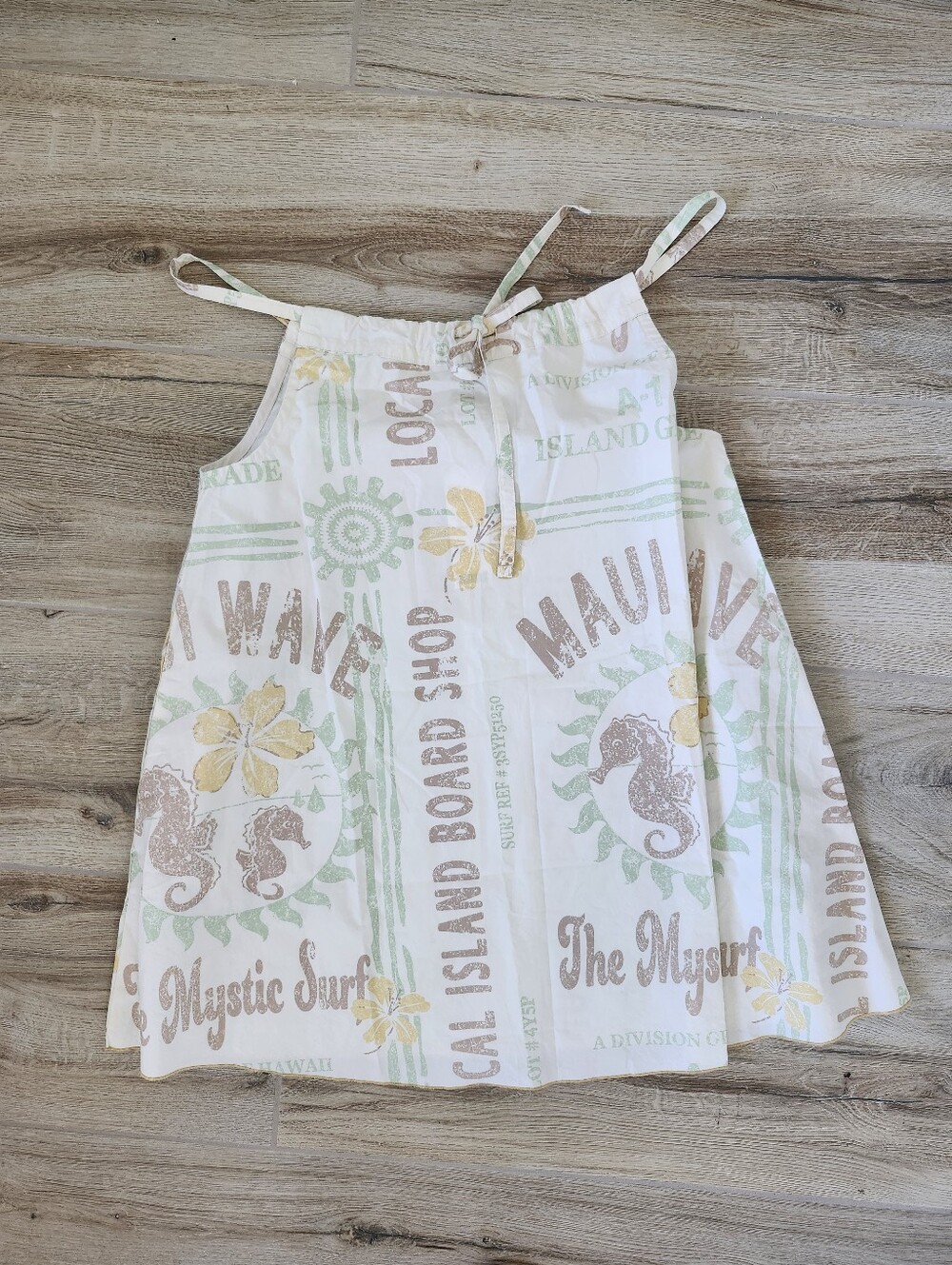 BDG Surfer Maui Mystic Surf Printed Cotton Sundress  White with Pastel Size S